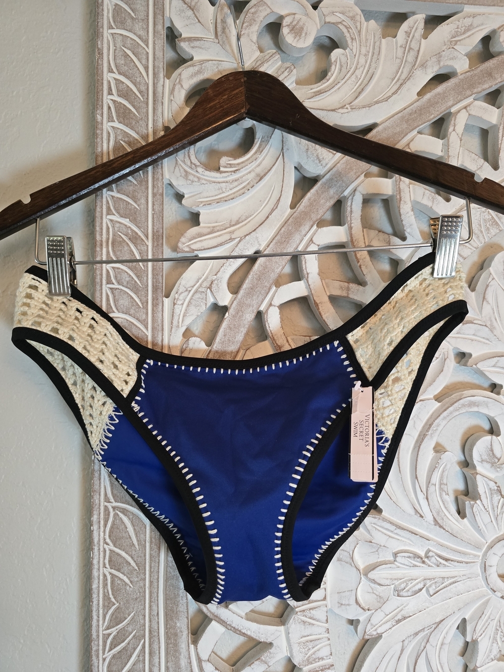 Victoria's Secret Royal Blue Bikini Bottoms with Black Trim